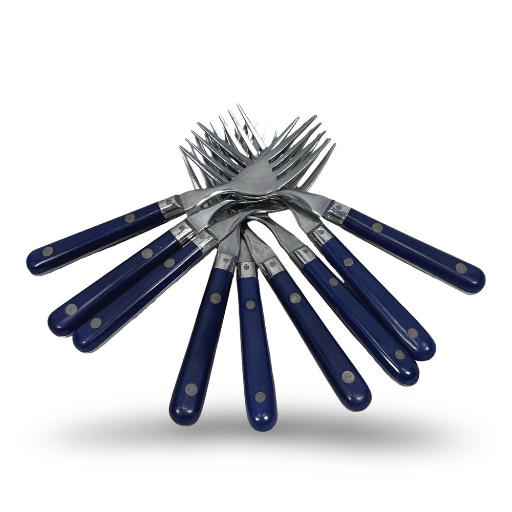 Washington Forge Mardi Gras Navy Blue Salad Fork Set of 9 Stainless Korea 7.25"